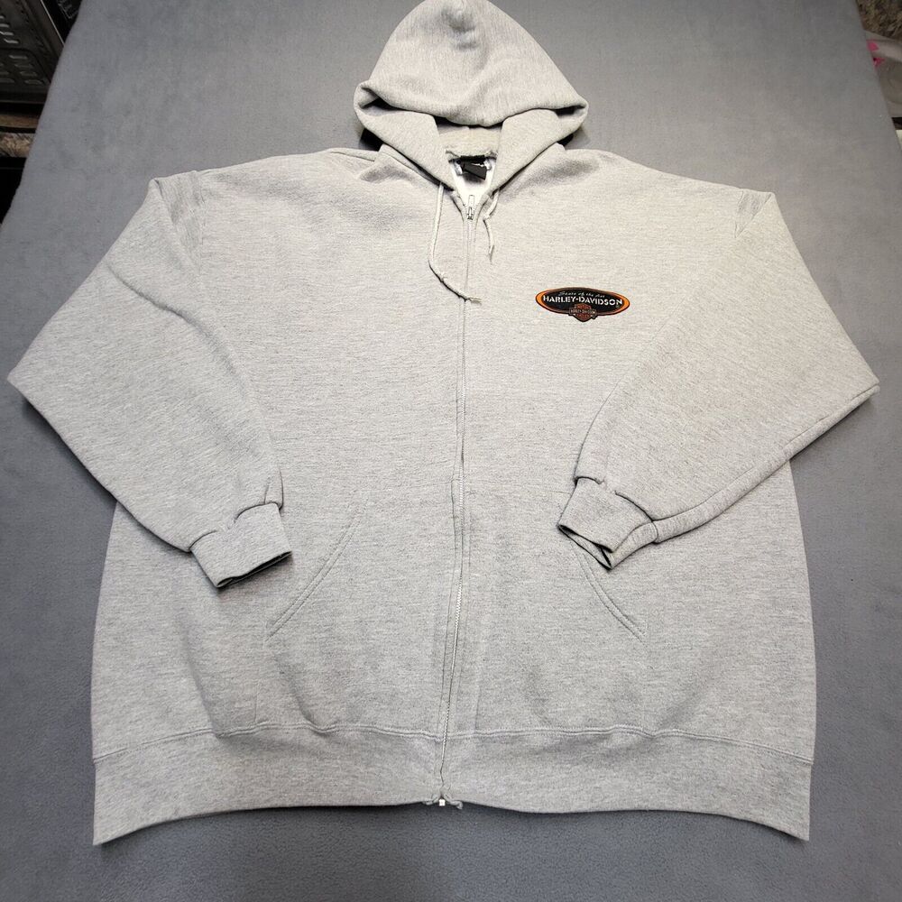 Vintage Harley Davidson Hoodie Mens 3XL Gray Full Zip Michigan Motorcycle Lee